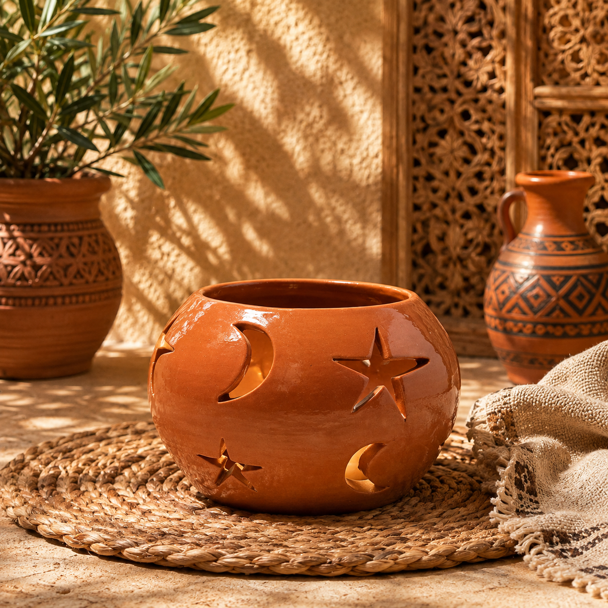 شمعدان بيضوي فخاري