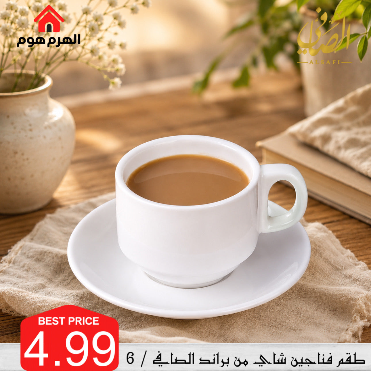 طقم فناجين شاي من براند الصافي / 6