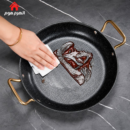 صاجية جرانيت اسود بيد مذهب بعدة احجام